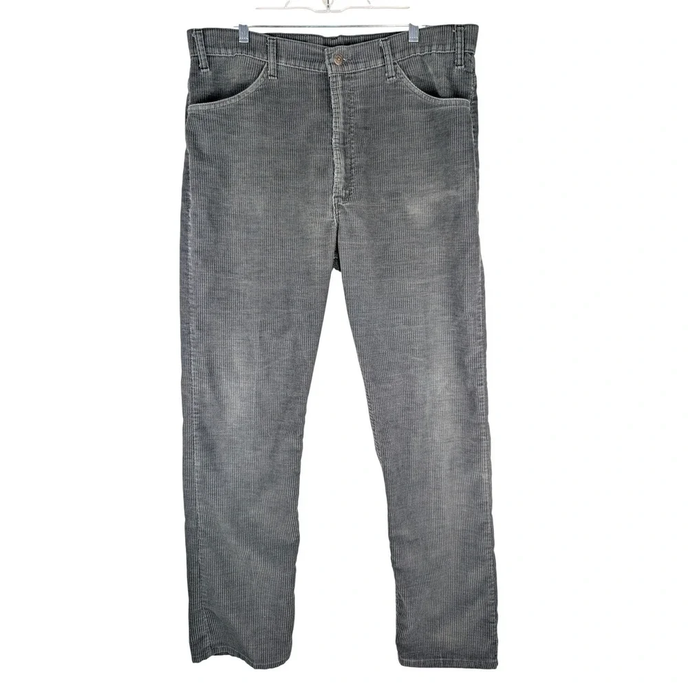 Vintage Levi's 519 Corduroy Pants Mens 38x32 Gray Straight Leg 80's USA Made